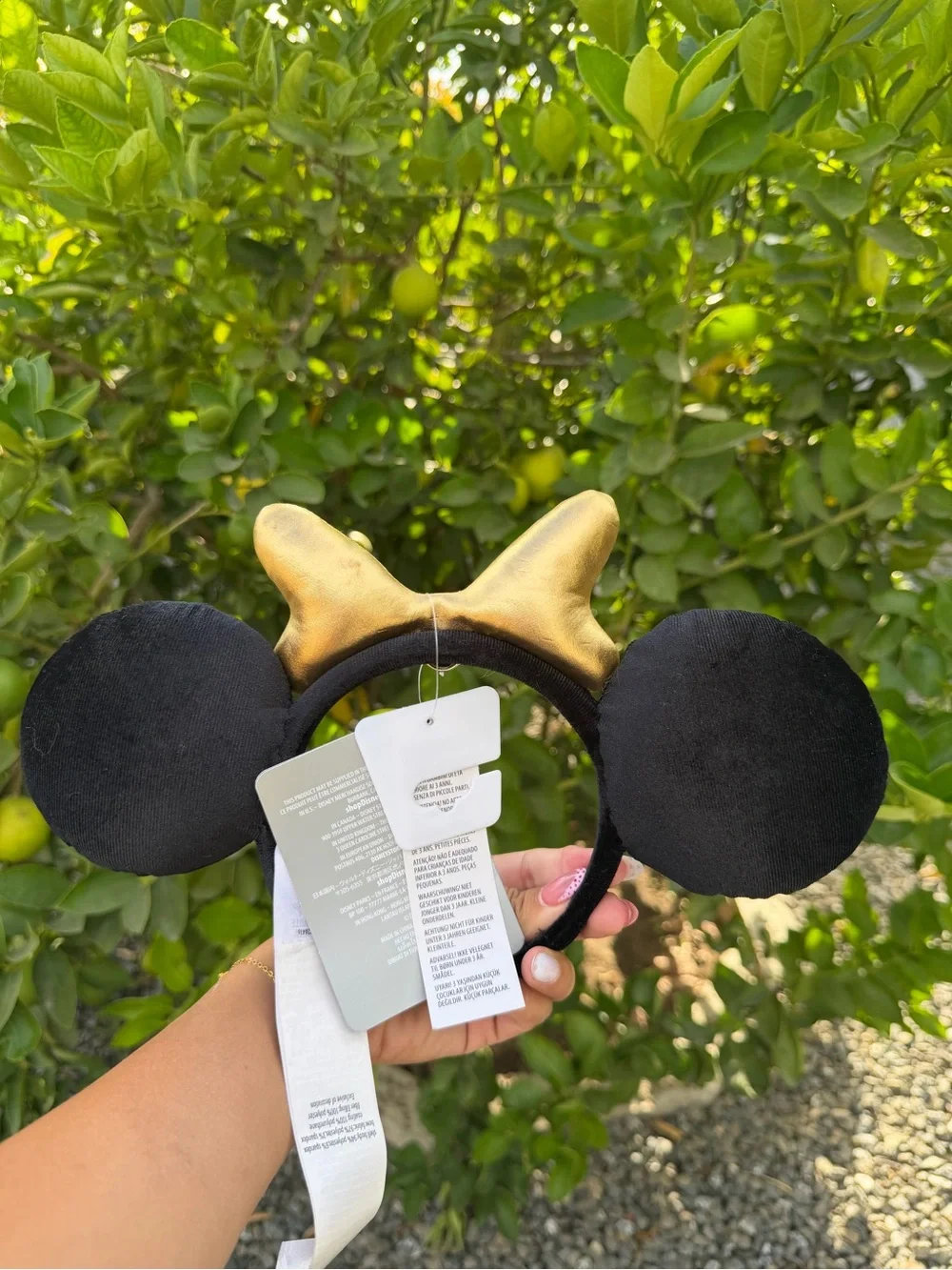 Disney Black & Gold Celestial Minnie Ear Headband with Blue Gem